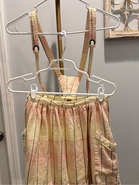 Free People Pastel Yellow & Pink Striped Romper Jumpsuit
